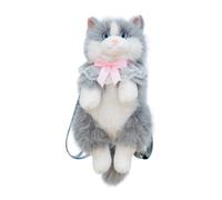 Sharplace Muñeco de Gato de Peluche Mochila Bolso Bandolera Peluche Interactivo con Sonido de Maullido Tacto Suave y Estructura Acolchada Correas Ajustables y, Array, Gris