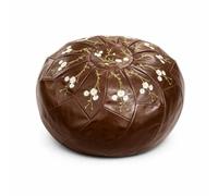 Sharplace Ottoman Taburete Puff Baúl Redondo Asiento con Tapa Bordada Función de Almacenamiento y Cuerpo Acolchado Adecuado para Dormitorio Sala de Estar Relajación, Marrón Oscuro, Bordado Floral