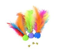 Sharplace Paquete de 3 Juguetes para Gatos con Plumas Artificiales, Juguetes Interactivos con Plumas, Ejercicio para Gatitos, Divertidos, Lindos, Reemplazables