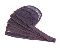 Sharplace Paquete de 5 grandes redecillas de encaje Base para hacer bollos de pelo de cola de Pony Afro Puff Drawstring Wig Caps con hebilla mágica extensión de - Marrón