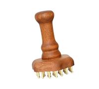 Sharplace Peine de masaje de cabeza de cobre, herramienta de masaje de madera, cepillo compacto de punta meridiana, herramienta china Gua Sha para SPA doméstico