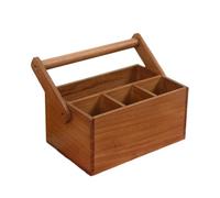 Sharplace Porta Utensilios de Cocina de Madera Maciza con 4 Compartimentos, Eficiente Porta Cubiertos