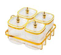 Sharplace Recipientes para Servir Aperitivos, Bandejas para Servir Fruta Deshidratada con Tapa, Cuenco para Y Dulces, 4 cuadrícula Clara, Individual