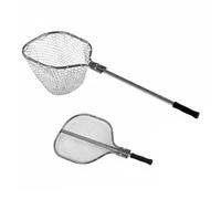 Sharplace Red de Pesca Profesional con Mecanismo de Plegado Mango Antideslizante y Malla Suave Adecuada para Pesca en Agua Dulce Pesca en Embarcación, Blanco