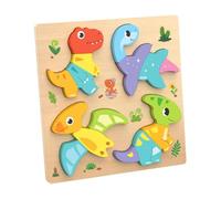 Sharplace Rompecabezas de Madera para Bebés, Bonitos Rompecabezas con 4 Patrones, Formas de Colores Vibrantes Y Brillantes para Niños de 3 a 5 años, Regalo de C, Dinosaurio