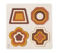Sharplace Rompecabezas Infantil de Formas Geométricas Clasificador de Madera Tablero Educativo Piezas 3D Texturadas Aprendizaje, Rompecabezas De Formas Geométricas D, Tonos Tierra