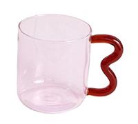 Sharplace Taza de Café de Borosilicato de 450 Ml, Vaso de Agua con Asa Creativa, Taza de Vidrio para Bebidas, Leche, Día de Acción de Gracias, Oficina, Navidad, Rosado, tal como se describe