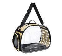 Sharplace Transportadora para Gatos Bolsa Mascotas Portátil con Paredes Transparentes Base Dura Antideslizante Y Malla Lateral Transpirable Adecuada para Salir, Oro L