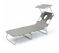 Sharplace Tumbona Reclinable Plegable para Exterior Silla de Sol Ajustable Respaldo Regulable Estructura Metálica Resistente Tela Oxford Función de Cama Adecuada para Playa Jardín Camping Viaje, Gris