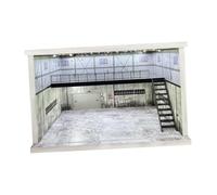 Sharplace Vitrina de Garaje a Escala 1/64, 1/36 Y 1/32, Estacionamiento de Modelo de Automóvil de Acrílico con Luces LED para Coleccionistas, Exhibición de Mode, Escalera Derecha Gris