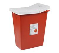 SharpSafety™ Contenedor para objetos punzantes, tapa con bisagras con juntas, rojo, 12 galones, caja de 10