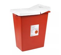 SharpSafety™ Contenedor para objetos punzantes, tapa con bisagras con juntas, rojo, 8 galones, caja de 10