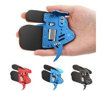 SHARROW Tiro con Arco Protector de Dedos Placa de Aluminio y Cuero, Finger Tab Ajustable Guardia de Dedo Guardia de Mano para Arco Recurvo RH (Azul+Negro, L)