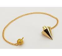 Sharvgun Golden Cone Shaped Point - Péndulo de metal para reiki, curación energética, vara de radiestesia, equilibrio wicca, respuestas espirituales, colgante metafísico