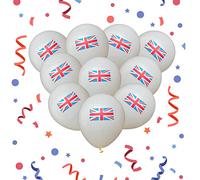 SHATCHI 100 globos blancos impresos bandera de Union Jack de 30,48 cm, decoración de eventos reales, multicolor