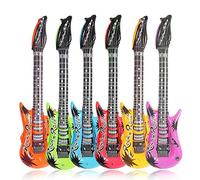 Shatchi 11504-GUITAR-INFLATABLE-3PK 3 x Guitarra inflable para disfraz, accesorios para disfraz, discoteca, rock, bolsa, relleno, multi , color/modelo surtido