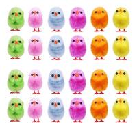Shatchi - 12 mini pollitos de Pascua multicolor de peluche y esponjoso para cacería de huevos, para niños, decoración de capó, accesorios de manualidades , color/modelo surtido