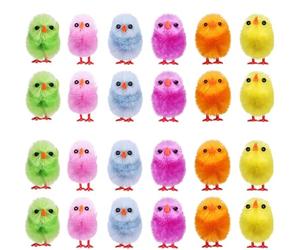 Shatchi - 12 mini pollitos de Pascua multicolor de peluche y esponjoso para cacería de huevos, para niños, decoración de capó, accesorios de manualidades , color/modelo surtido