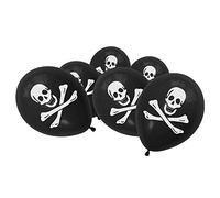 SHATCHI 15 globos negros de látex para decoración de fiesta pirata, calavera y huesos cruzados, Halloween, cumpleaños, color, Talla única (Gifts 4 All Occasions Ltd BALLOONS-PIRATE-10PK-11800)