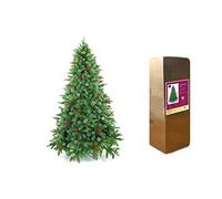 SHATCHI 150 cm Estocolmo Pino Artificial Diseñador Bayas de árbol de Navidad y Conos esmerilados Mixtos PE PVC Puntas con bisagras Ramas Bushy Xmas Holiday Home Decoraciones