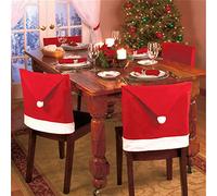SHATCHI 2 Fundas para Silla con temática navideña, Sombrero de Papá Noel, pompón, Fiesta, Bar, Restaurante, Cena, Asiento, Comedor, decoración