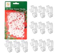 SHATCHI 232480-2PK ganchos transparentes para canalones para colgar al aire libre, carámbano, decoración de luces de cuerda, protección UV, resistente a la intemperie, clips reutilizables, Pack de 48
