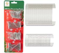 SHATCHI 300 ganchos plateados de alambre para adornos de Navidad, varios tamaños para bolas de árbol de Navidad, ganchos reutilizables para decoraciones navideñas fáciles