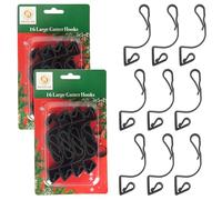 SHATCHI 32 ganchos gigantes negros para colgar al aire libre, cuerdas de Navidad, decoración de luces de cuerda, protección UV, resistentes a la intemperie, clips reutilizables, paquete de 32