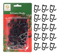 SHATCHI 48 ganchos negros para colgar al aire libre, cuerda de carámbano, decoración de luces de cuerda, protección UV, resistente a la intemperie, clips reutilizables, paquete de 48