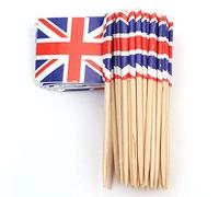 SHATCHI 50 Union Jack bandera británica para fiestas de sándwich de comida taza de cóctel palillos para decoración de eventos reales, color, 50pcs (Gifts 4 All Occasions Ltd 11624)