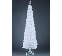 SHATCHI Árbol de Navidad Artificial Flocado Delgado de 4 pies a 8 pies, decoración del hogar con Puntas Puntiagudas y Soporte de Metal, Blanco, 4 pies