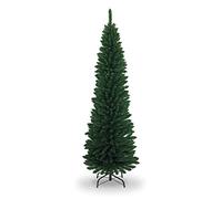 SHATCHI Árbol de Navidad Artificial Flocado Delgado de 4 pies para decoración del hogar con Puntas Puntiagudas y Soporte de Metal (Nieve/Verde/Negro/Blanco/escarchado, 5 pies