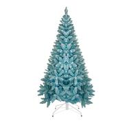 SHATCHI Árbol de Navidad Azul Flocado de Pino Artificial de 8 pies, Soporte de Metal Plegable con 1396 Puntas con Ramas con bisagras, nevado, arbusto, decoración del hogar, PVC, 240 cm