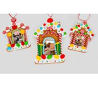 SHATCHI Árbol de Navidad para Colgar con bastón de Caramelo, Marco de Fotos Personalizable, árbol de Navidad, decoración del hogar, Juego de 3 Piezas, 11 x 7 cm