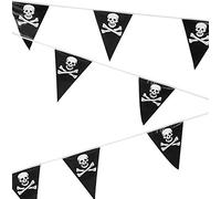 SHATCHI- Banderines Pirata de 6 m y Huesos Cruzados, Interior y Exterior, Fiesta de cumpleaños, decoración de Halloween, Color negro (Gifts 4 All Occasions Ltd SH6043) , color/modelo surtido