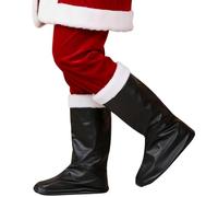 SHATCHI Botas de Navidad para fiesta de disfraces, accesorios de disfraz de Papá Noel, fundas de zapatos, para hombres, mujeres, negro, talla única