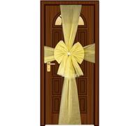 SHATCHI Christmas Door Bow Arco, Dorado de 7,5 m, Puerta Delantera para Navidad, Boda, Baby Shower, decoración Exterior del hogar, Organza, Pack de 1