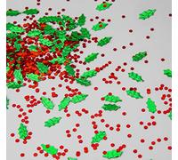 SHATCHI Confeti Hojas de Acebo para decoración de Navidad y Fiesta, Color Verde y Rojo, 14.1g