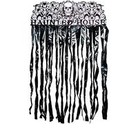 SHATCHI Cortina de Puerta Negra Brillante con Flecos para decoración de Halloween, casa encantada, 90 cm x 170 cm, plástico Papel, 90cm x 170cm
