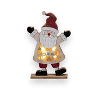SHATCHI Decoración de Mesa de Madera LED de Papá Noel, muñeco de Nieve, Reno, decoración para Interiores o Interiores, 27 cm, Madera