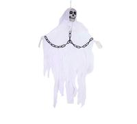 SHATCHI Esqueleto en Cadena de 90 cm, Manos posables, Calavera Fantasma Volador, decoración Colgante de Halloween, Parca, casa embrujada, Accesorio Aterrador, Espeluznante, poliéster, Blanco, 3 pies
