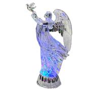 SHATCHI Figura de ángel con luz LED de 30 cm - Bola de Nieve giratoria de Agua con Purpurina Que Funciona con batería, Adorno de Mesa de acrílico, decoración navideña para el hogar