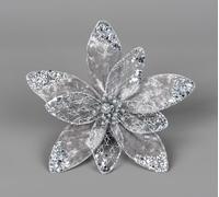 SHATCHI Flor Artificial de Terciopelo Plateado con Purpurina de 20 cm con Clip de Metal, decoración de árbol de Navidad, Adornos de Boda y Año Nuevo