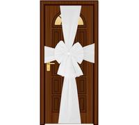 SHATCHI Funda de Lazo Gigante de 7,5 m con Diamantes de imitación, Color Blanco, para Puerta Delantera, Boda, Baby Shower, decoración del hogar, Organza, Paquete de 1