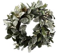 SHATCHI - Guirnalda Decorativa para Puerta Delantera (55 cm), diseño de Hojas de Nieve, Color Verde