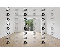 SHATCHI-Guirnalda metálica brillante para colgar en la pared puerta de cumpleaños, color negro y plateado, 50 unidades, tamaño único (Gifts 4 All Occasions Ltd SH12564)