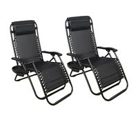 SHATCHI Juego de 2 sillas de Gravedad Cero Resistentes de textileno para Exteriores y jardín, reclinables, reclinables, con portavasos y Almohada para reposacabezas para Piscina, Camping, café