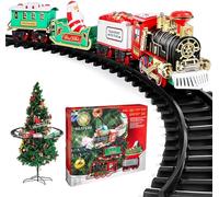 SHATCHI Juego de Tren Navidad, Alrededor del árbol, hogar, decoración Festiva, luz Realista, Funciona con Pilas, Multicolor, Talla única