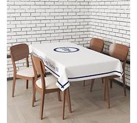 SHATCHI King Charles III - Mantel de Mesa Blanco y Azul de la coronación del Rey británico, Suministros de Fiesta Real británica, decoración de vajilla, Recuerdo, 137 x 180 cm