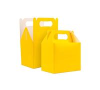 SHATCHI Loncheras de cartón, cumpleaños, Boda, Llevar, Comida, Pastel, Fiesta, Caja para niños, Bolsas de botín, sólido, Color Amarillo, 1 Count (Pack of 20) (9822)